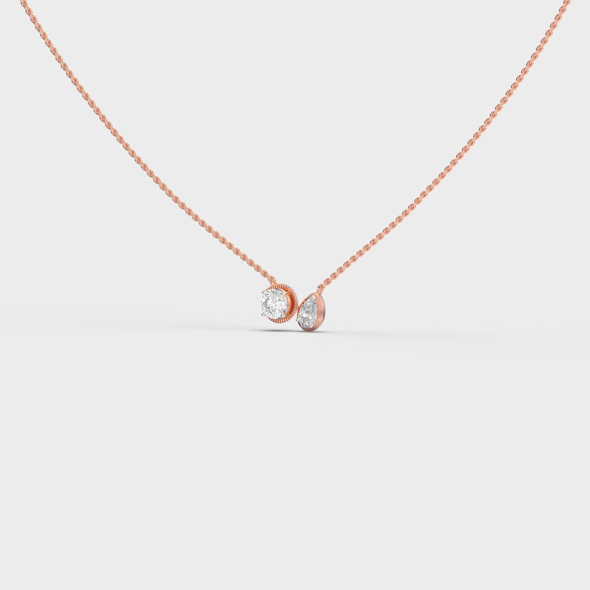 Twin Stone Bezel Diamond Necklace