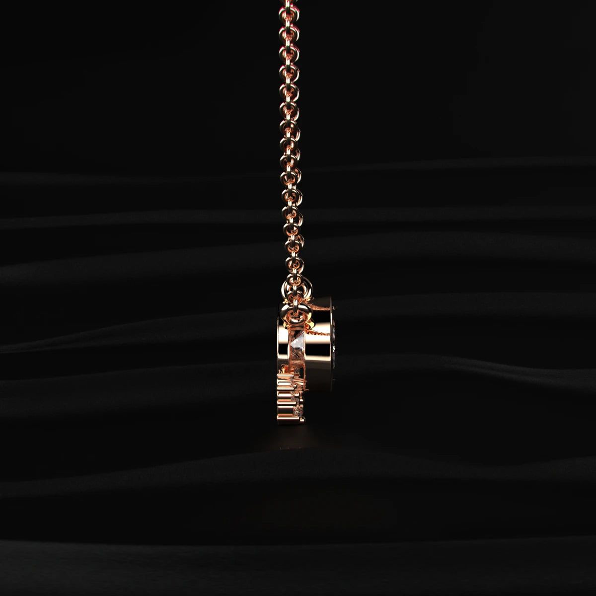 Oval Shape Diamond Half Halo Necklace