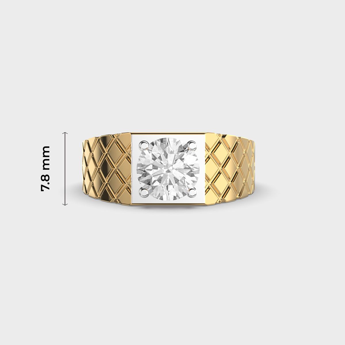 Quilted Solitaire Diamond Ring For Men - View 5