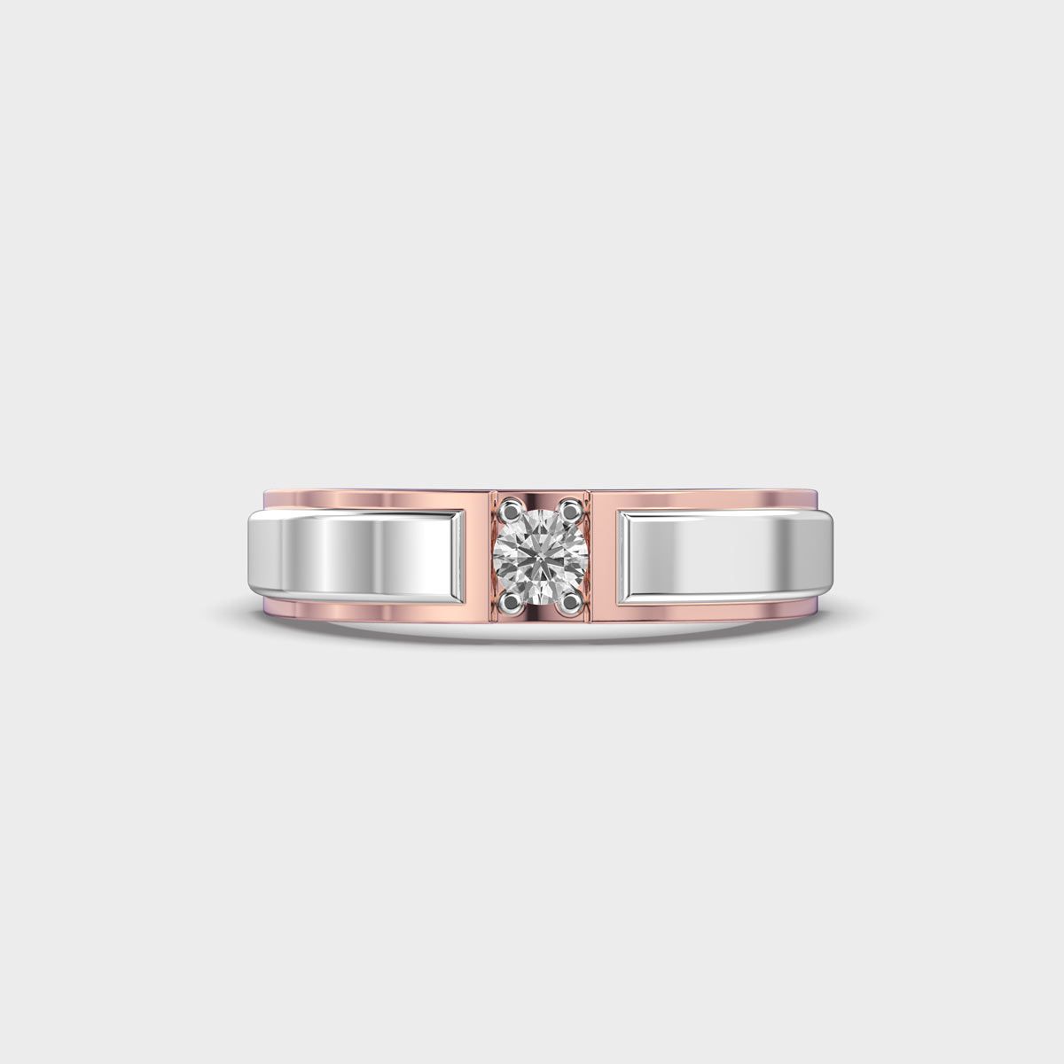 Double Tone Chunky Diamond Band - View 1