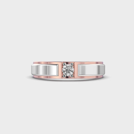 Double Tone Chunky Diamond Band - View 1