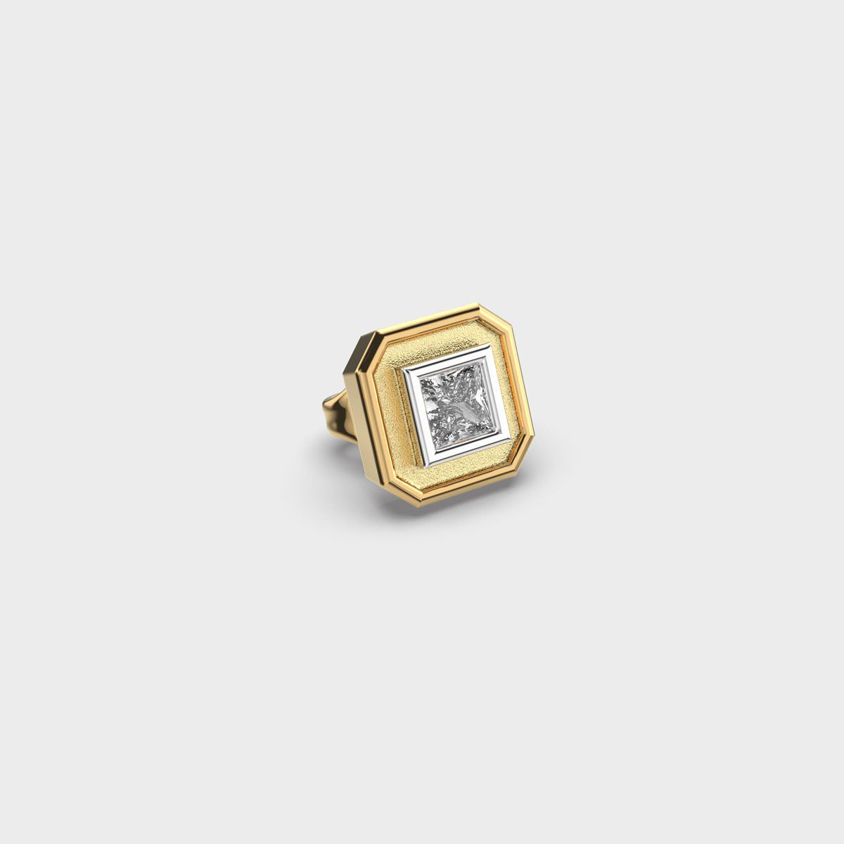 Dazzling Octagonal Princess Cut Diamond Stud For Men
