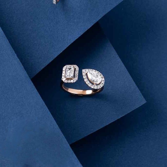 Toi Et Moi Halo Diamond Ring - View 6