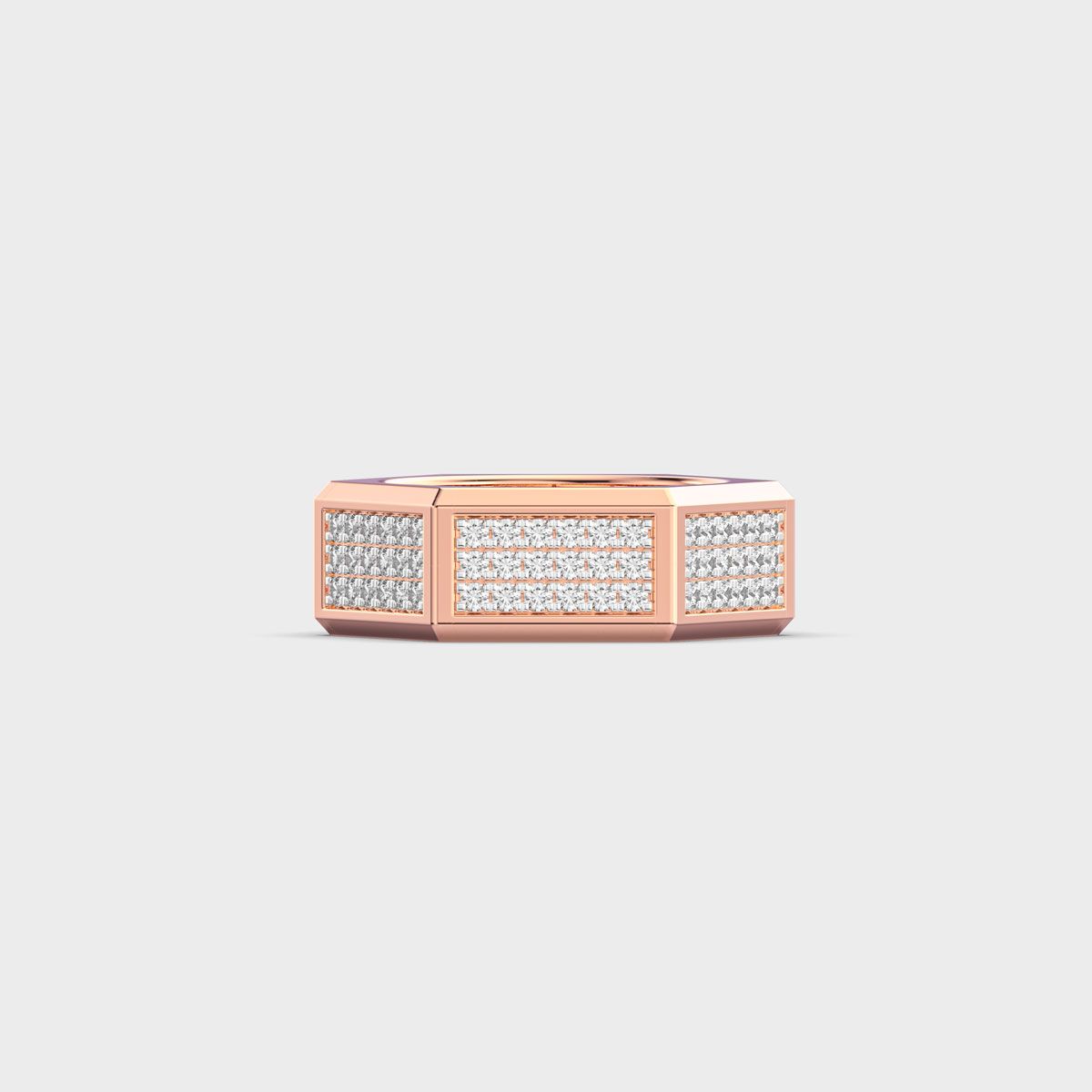 Hexagonal Pave Panel Diamond Band Ring For Men - View 1