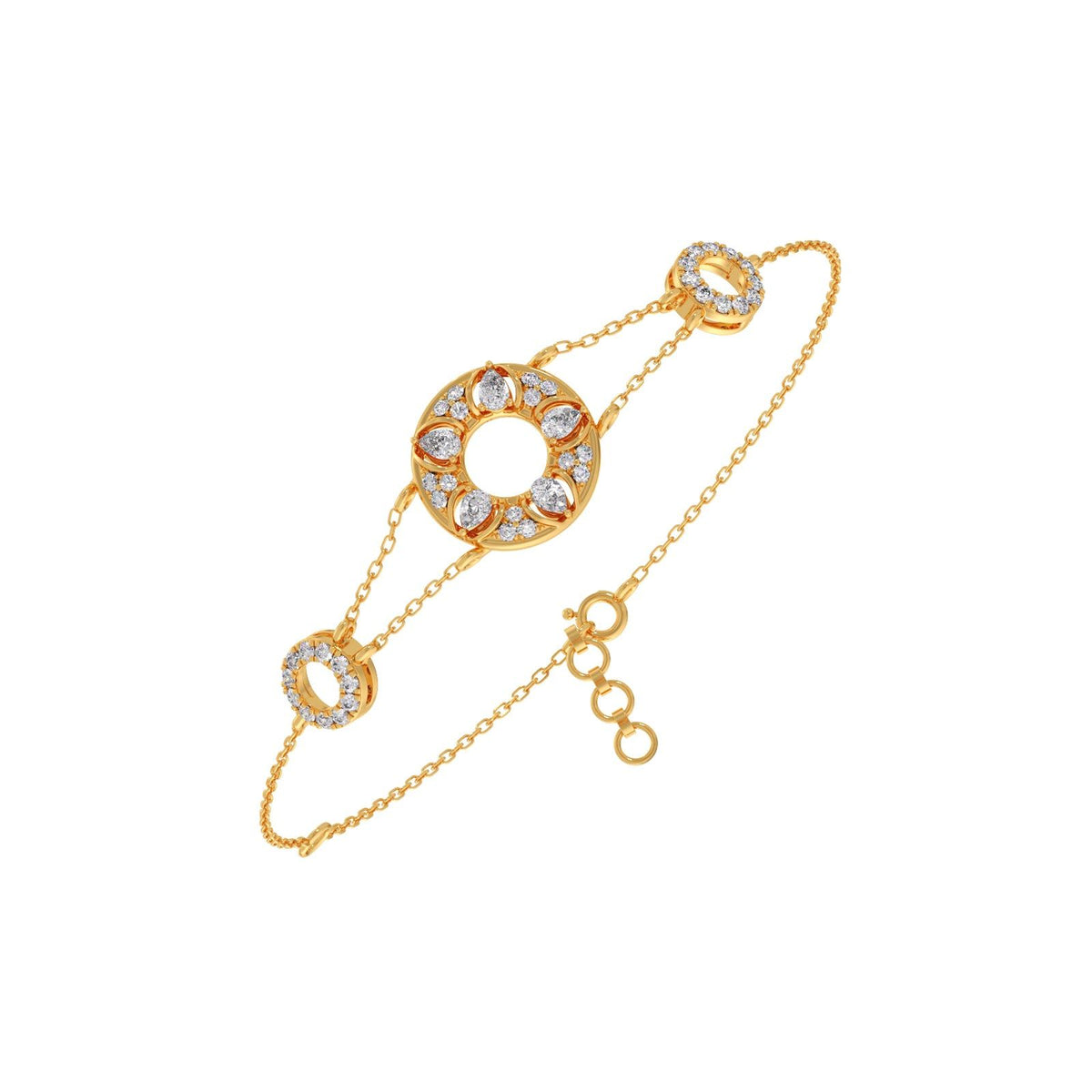 Round Diamond Triple Circle Bracelet