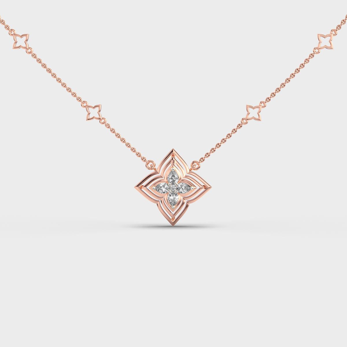 Dainty Flower Mesh Star Diamond Necklace