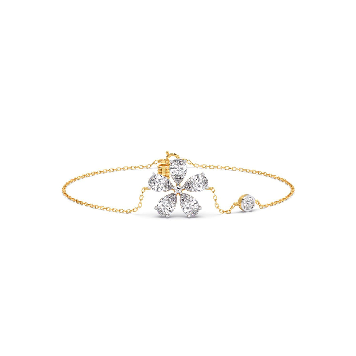 Delicate Floral Round Diamond Bracelet