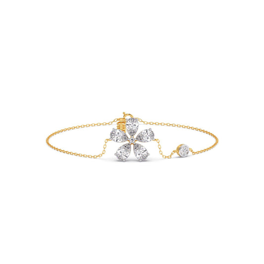Delicate Floral Round Diamond Bracelet