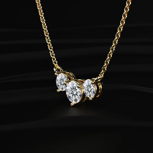 Classic 3 Round Diamond Necklace