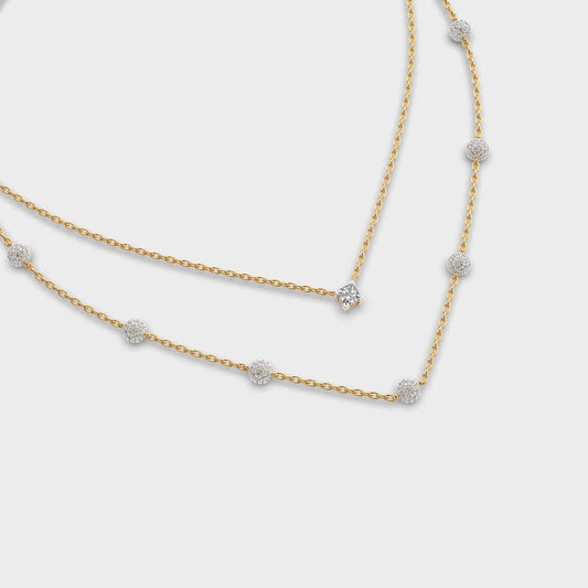 Double Chain Layered Diamond Necklace