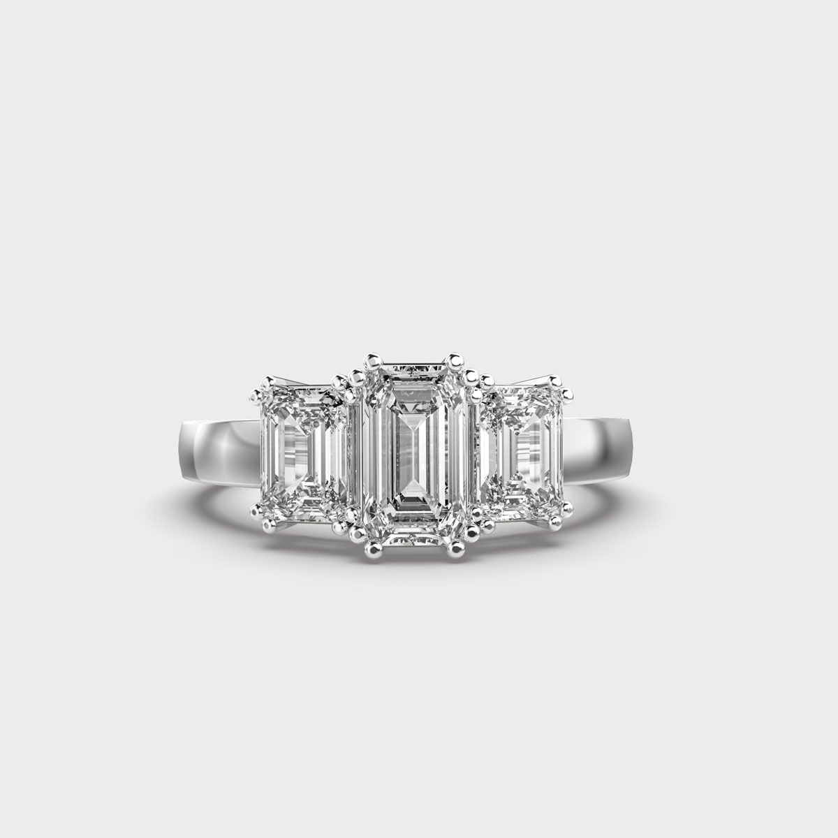 Triad Emerald Diamond Solitaire Ring - View 11
