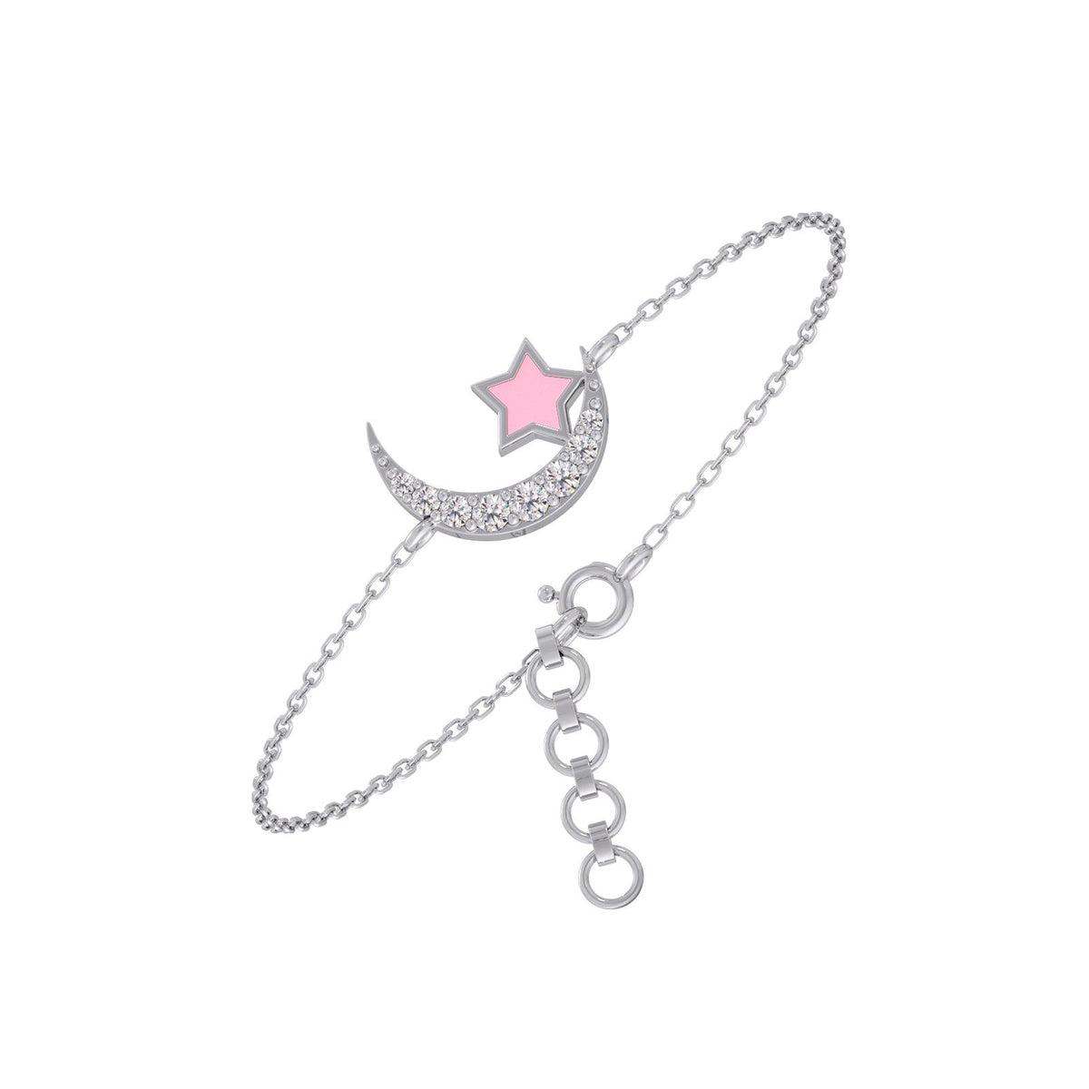 Pink Stardust Moon Diamond Kids Bracelet