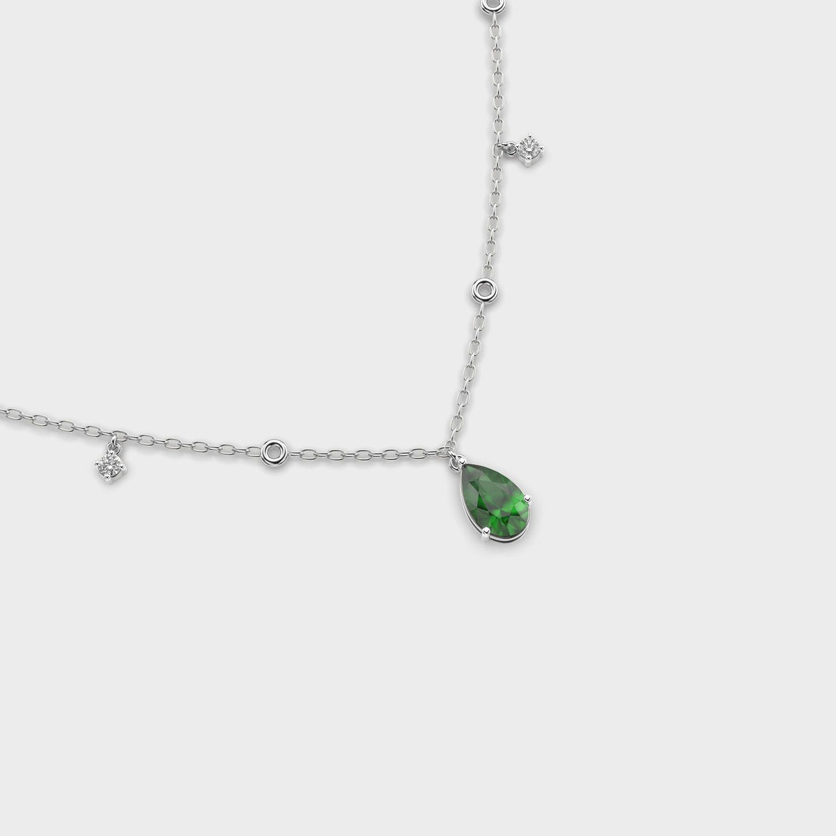 Emerald Green Coloured Stone Diamond Necklace